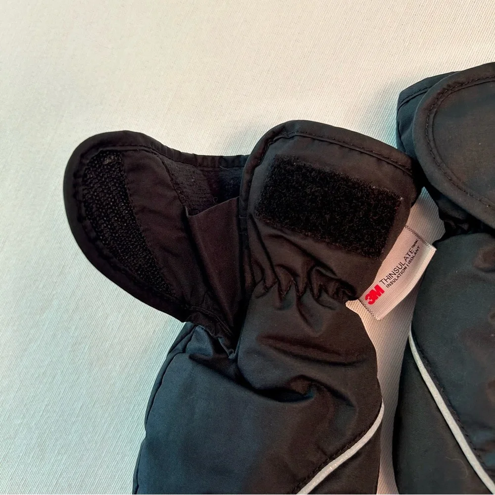 H&M 3T Black Faux Fur Fleece Winter Trapper Hat & Black 3M Thinsulate Mittens